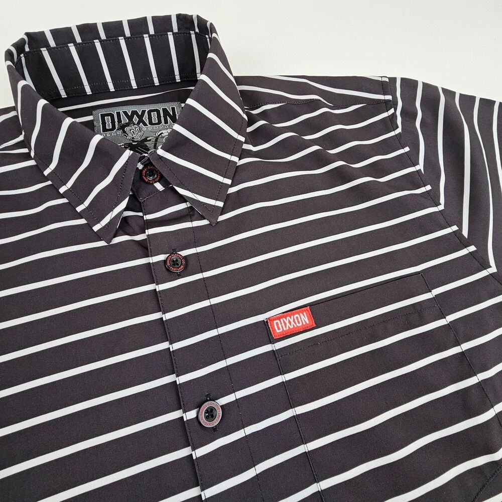 Dixxon Flannel Fast Lane Men's Medium Black White Striped Button Up Shirt